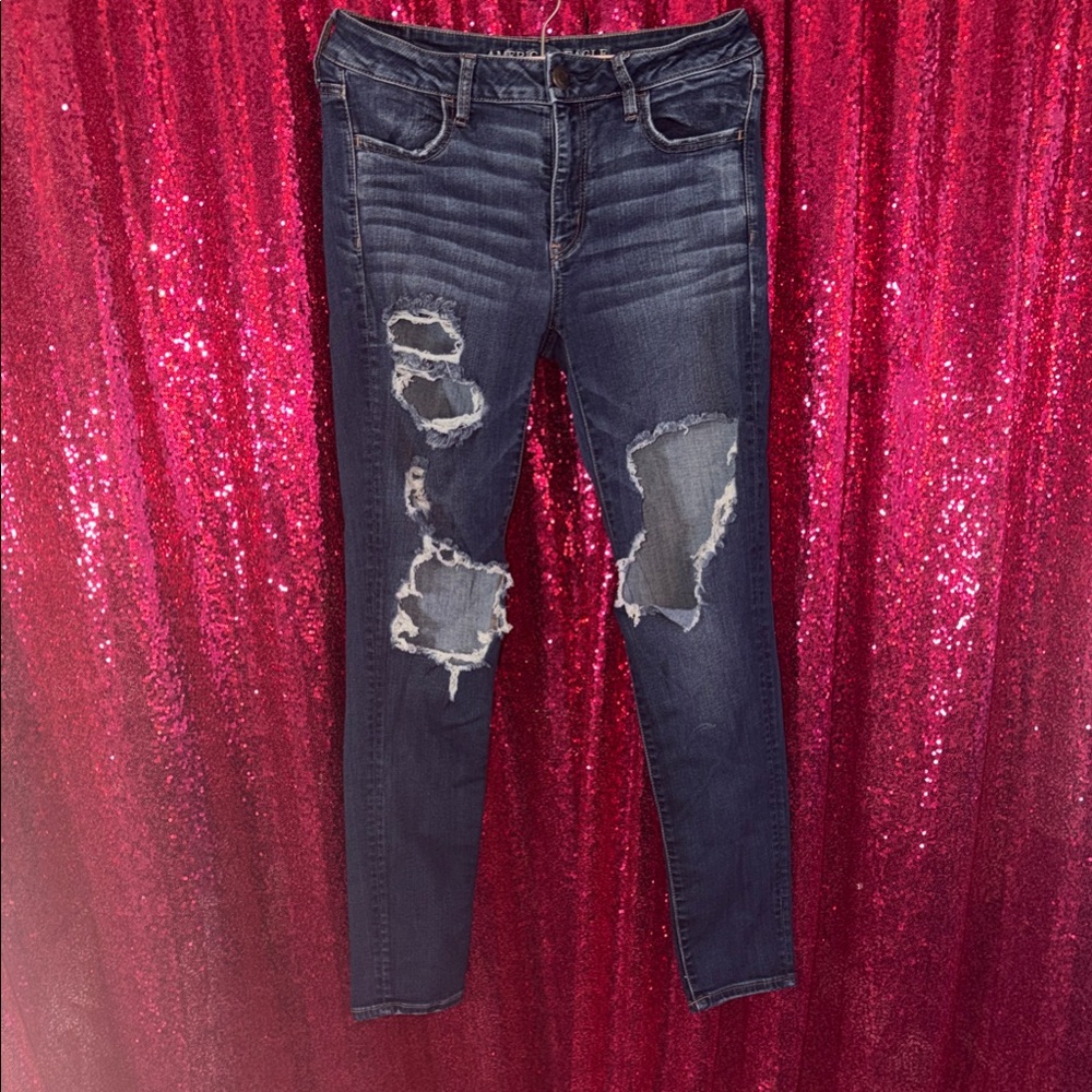 Dark Wash American Eagle Distressed Women's Jeans - Classic Skinny